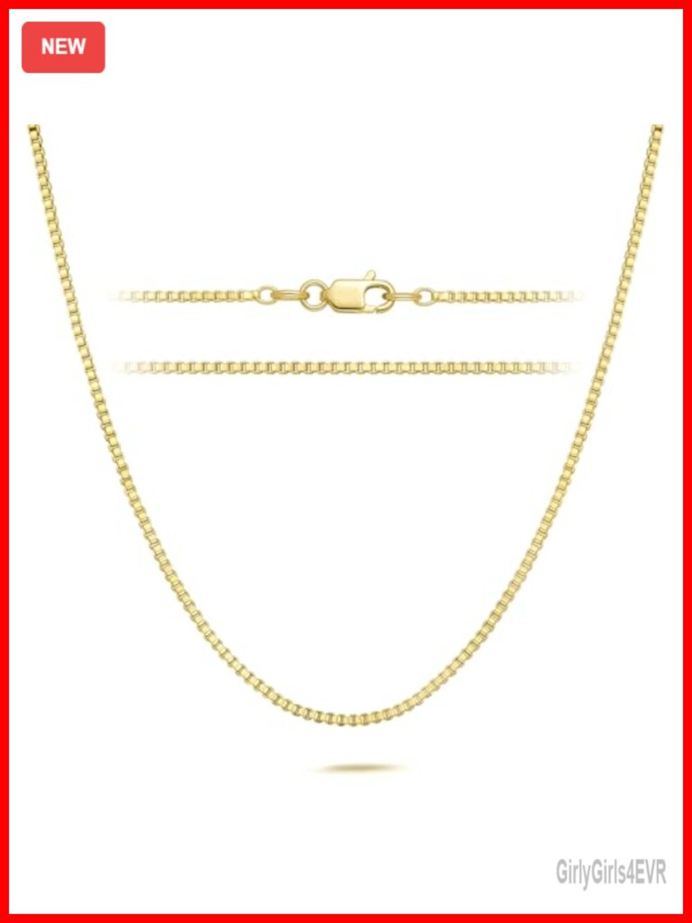 14K Gold Plated Box Chain Necklace for Women Men 20in